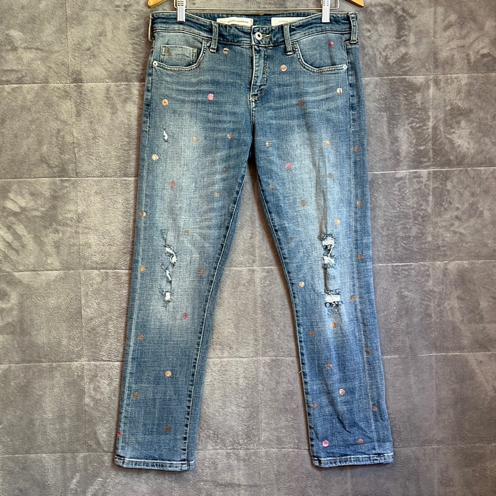 Anthropologie Pilcro & The Letterpress Hyphen Jeans Size 29 Metallic Polka Dots